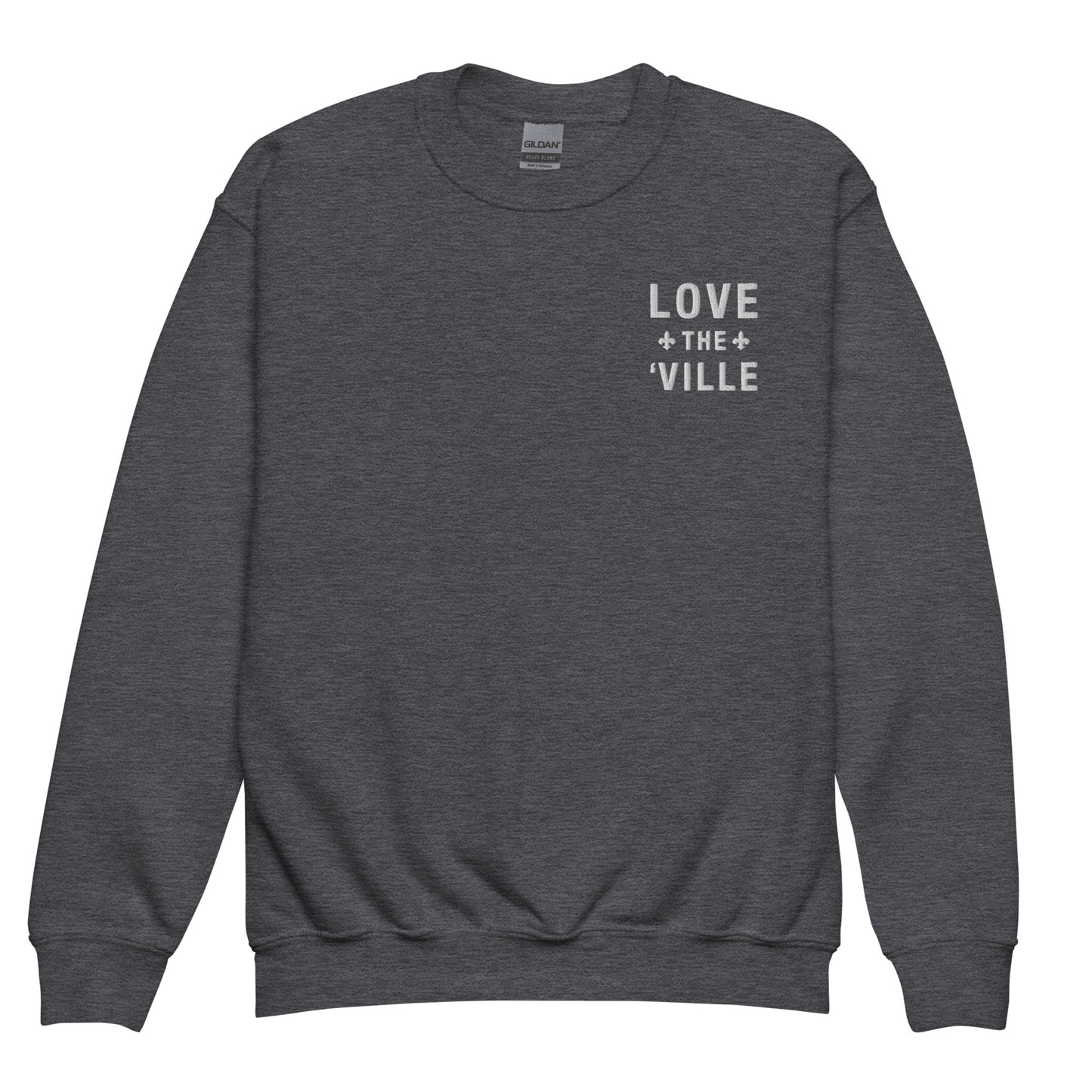 Love The 'Ville Fleur De Lis Embroidered Crewneck Sweatshirt - Youth Sizes