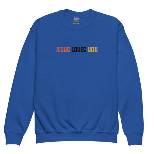 NE Kids Crewneck Sweatshirt - Jesus Loves You - Youth Sizes